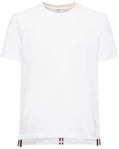 Thom Browne T-shirt Aus Baumwolljersey Mit Intarsie - Weiß