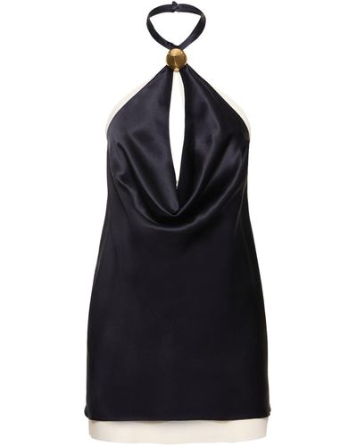 Ferragamo Lvr Exclusive Satin Open Back Mini Dress - Black