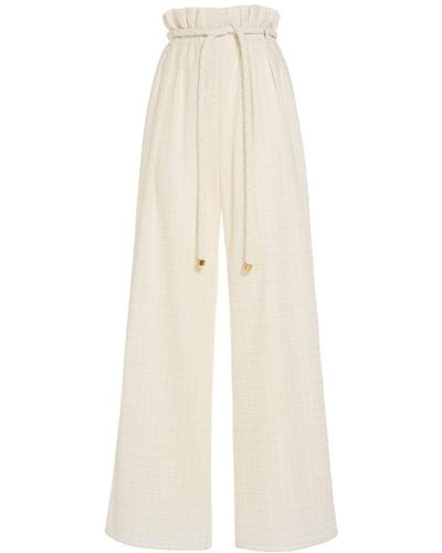 Loro Piana Tristin Belted Cotton Blend Wide Trousers - White
