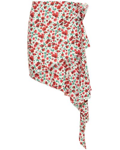 Magda Butrym Flower Printed Jersey Pool Skirt W/Rose - White