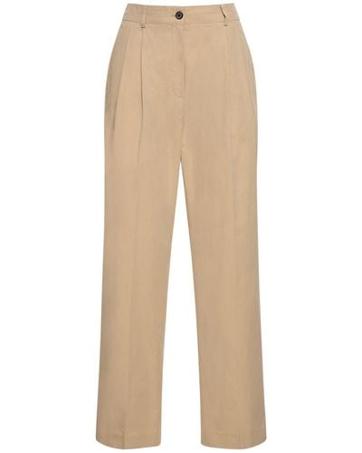 DUNST Pleated Cotton & Nylon Chino Pants - Natural