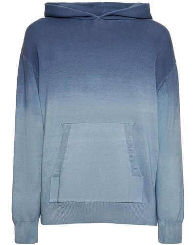 MSGM Sweat en maille de coton dégradé à capuche - Bleu