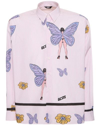Gcds Butterfly Logo Cotton Poplin Shirt - Pink