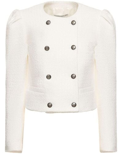 Alessandra Rich Double Breasted Tweed Bouclé Jacket - Natural