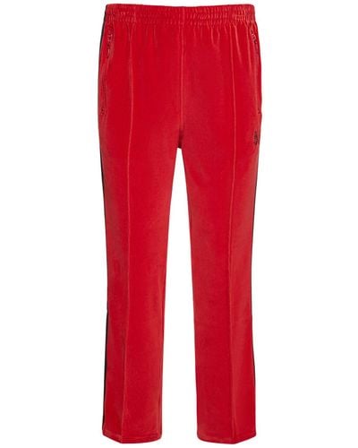 Needles Pantaloni in velour con logo - Rosso