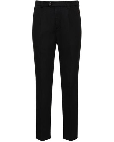 Brunello Cucinelli Cotton Gabardine Straight Pants - Black