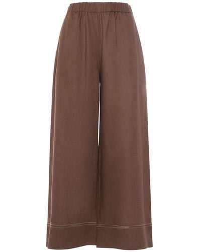 Max Mara Brama Linen Wide Pants - Brown