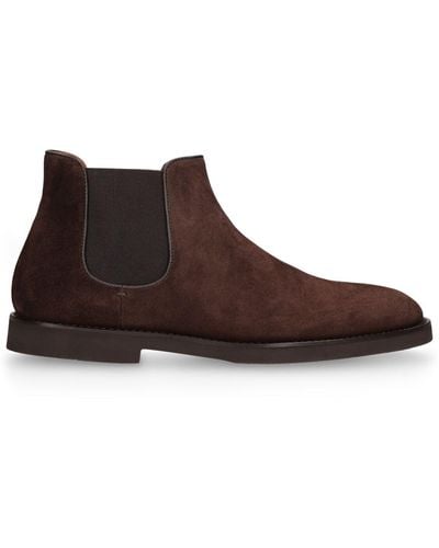 Doucal's Washed Leather Suede Beetle Boots - Brown