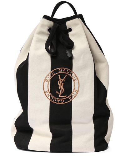 Saint Laurent Rive Gauche Cotton & Linen Body Bag - Black