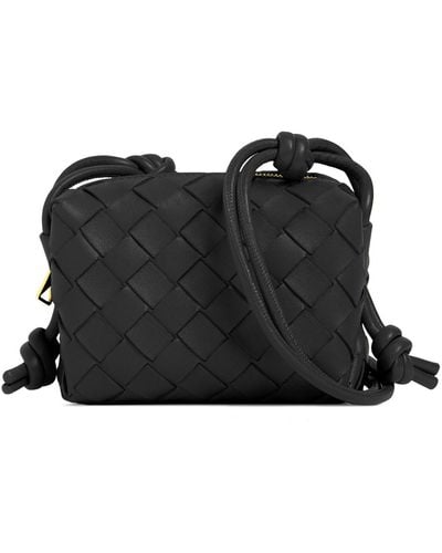 Bottega Veneta Micro Loop Leather Shoulder Bag - Black
