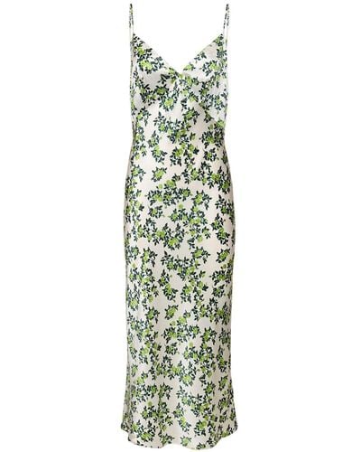 Emilia Wickstead Trinny Floral Silk Satin Slip Dress - Green