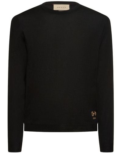 Gucci Pull-over en maille de laine - Noir