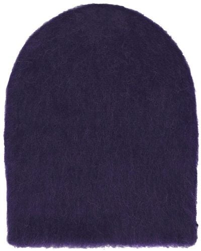 BY FAR Solid Brushed Alpaca Blend Hat - Blue