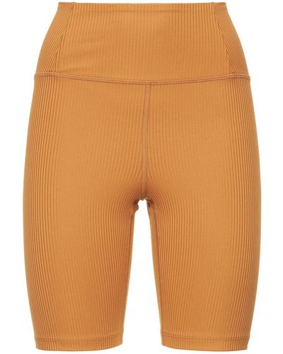GIRLFRIEND COLLECTIVE Rib High Rise Stretch Tech Bike Shorts - Orange
