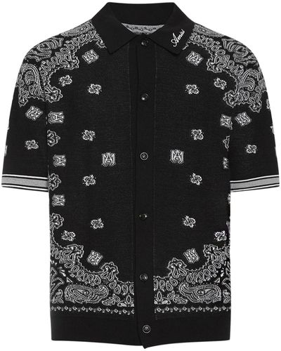 Amiri Bandana Printed Cotton Polo Shirt - Black