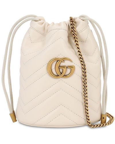 Gucci Gg Marmont Quilted Leather Bucket Bag - White