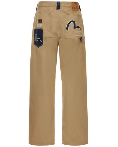 Evisu Pantalon En Coton Tissé - Neutre