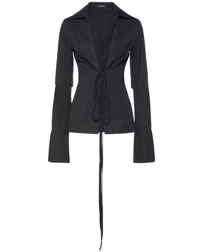 Ann Demeulemeester Chemise en popeline ajourée linsey - Noir