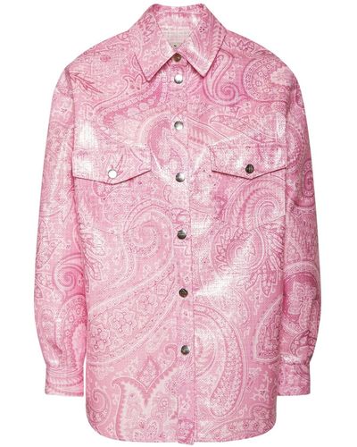Etro Raffia-hemd Mit Paisley-muster - Pink