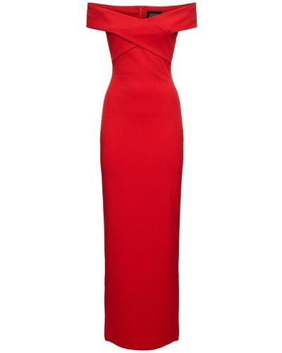 Solace London Vestido midi de punto crepe - Rojo