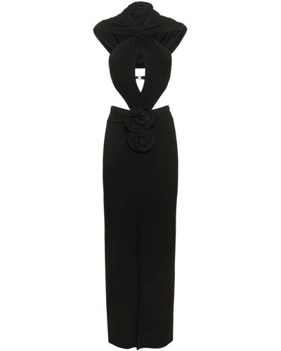 Magda Butrym Cutout Jersey Midi Dress W/ Hood - Black
