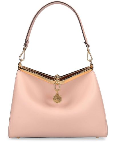 Etro Medium Vela Leather Shoulder Bag - Pink