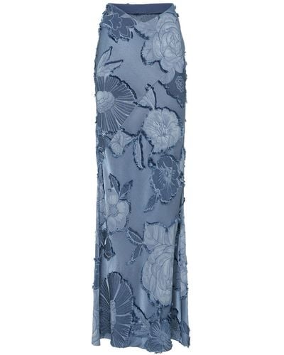 Etro Satin Jacquard Long Skirt - Blue