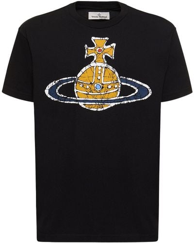 Vivienne Westwood T-shirt in jersey di cotone con logo - Nero