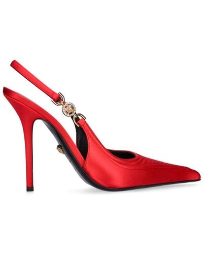 Versace 110mm Hohe Satin-sandaletten - Rot