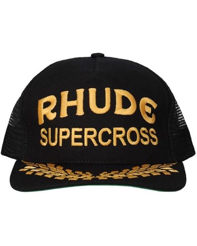 Rhude Cappello trucker supercross in tela - Nero