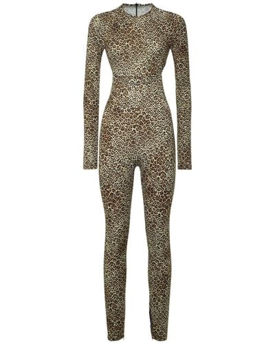DSquared² Leopard Print Jersey Cutout Jumpsuit - Natural