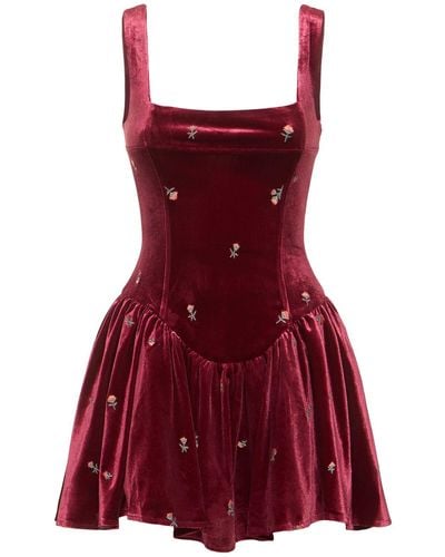 WeWoreWhat Peplum Corset Mini Dress - Red