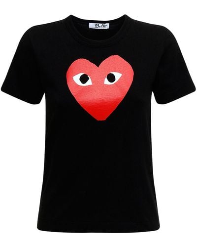 COMME DES GARÇONS PLAY Printed Heart Cotton T-shirt - Black