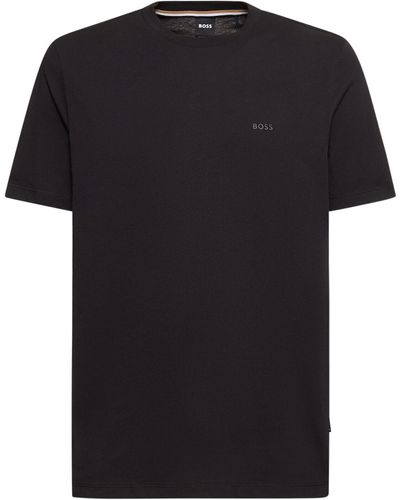 BOSS T-shirt thompson in jersey di cotone / logo - Nero