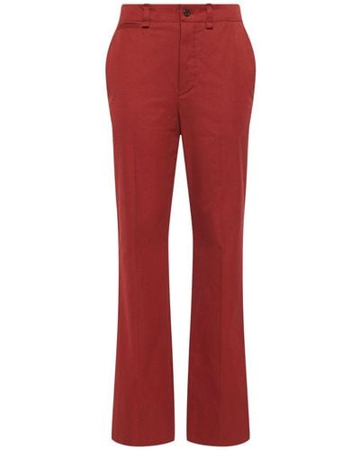 Saint Laurent Cotton Twill Trousers - Red