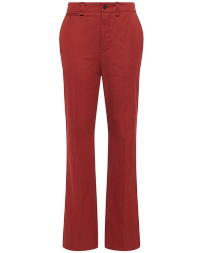Saint Laurent Cotton Twill Pants - Red