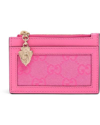 Gucci Cartera de piel y lona gg - Rosa