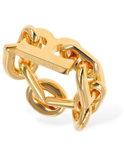 Balenciaga B Chain Brass Ring - Metallic