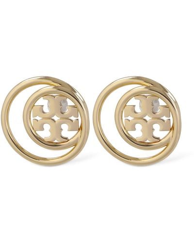 Tory Burch Miller Double Ring Stud Earrings - Metallic