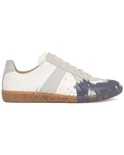 Maison Margiela Replica Painted Leather Low Top Sneakers - White