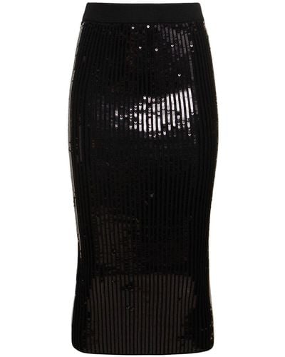 Alexandre Vauthier Sequined High Rise Midi Skirt - Black