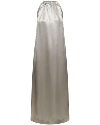 Loulou Studio Morene Silk Blend Halter Neck Long Dress - Grey
