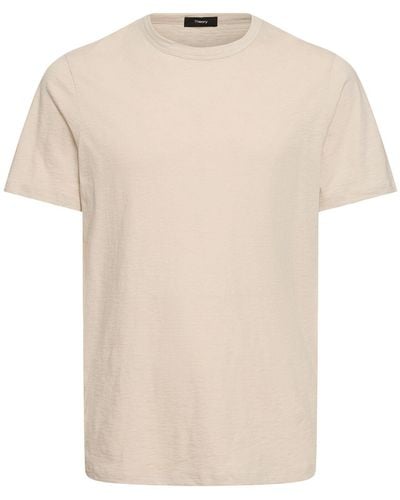 Theory Luxe Cotton Short Sleeve T-shirt - Natural