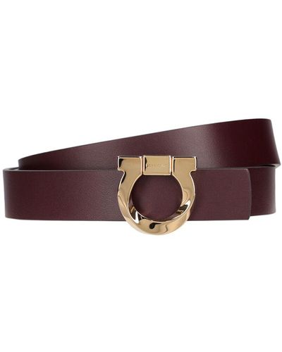 Ferragamo 2.5Cm Reversible Leather Belt - Brown