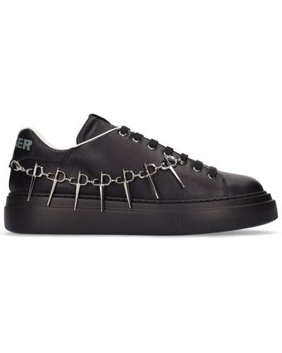 Cesare Paciotti Stark Sneakers W/ Logo Chain - Black