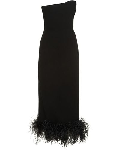 16Arlington Vestido largo de crepe y plumas - Negro