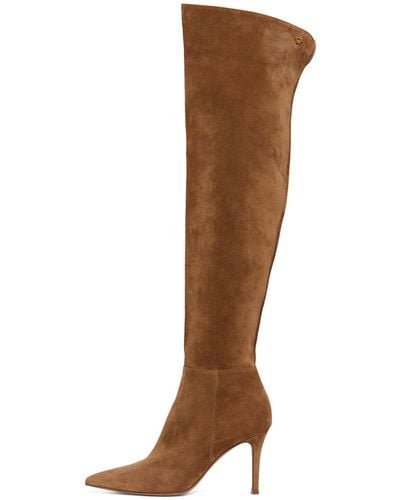 Gianvito Rossi 85Mm Jules Suede Knee-High Boots - Brown