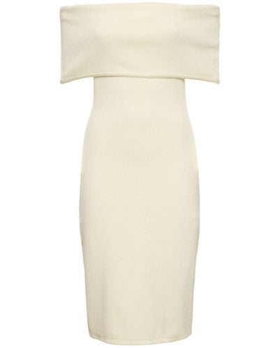 Bottega Veneta Textured Nylon Off-the-shoulder Dress - Natural