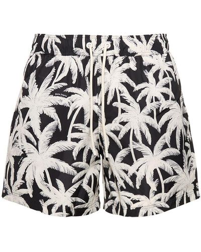 Palm Angels Shorts mare palm in techno stampato - Bianco