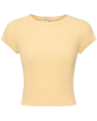 Reformation Teo short sleeve cashmere sweater - Neutro